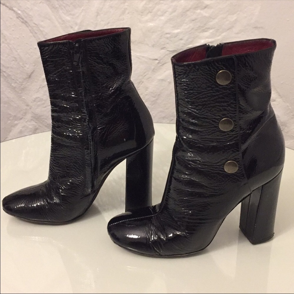 Chloe blk patent leather ankle booties SZ 7 retro